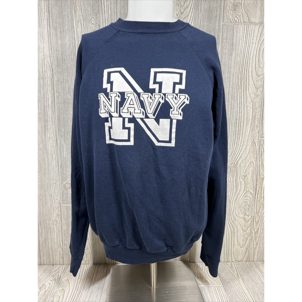 Tultex Lightweight Blue 3D Graphic NAVY Long Sleeve Sweater Unisex SZ XL